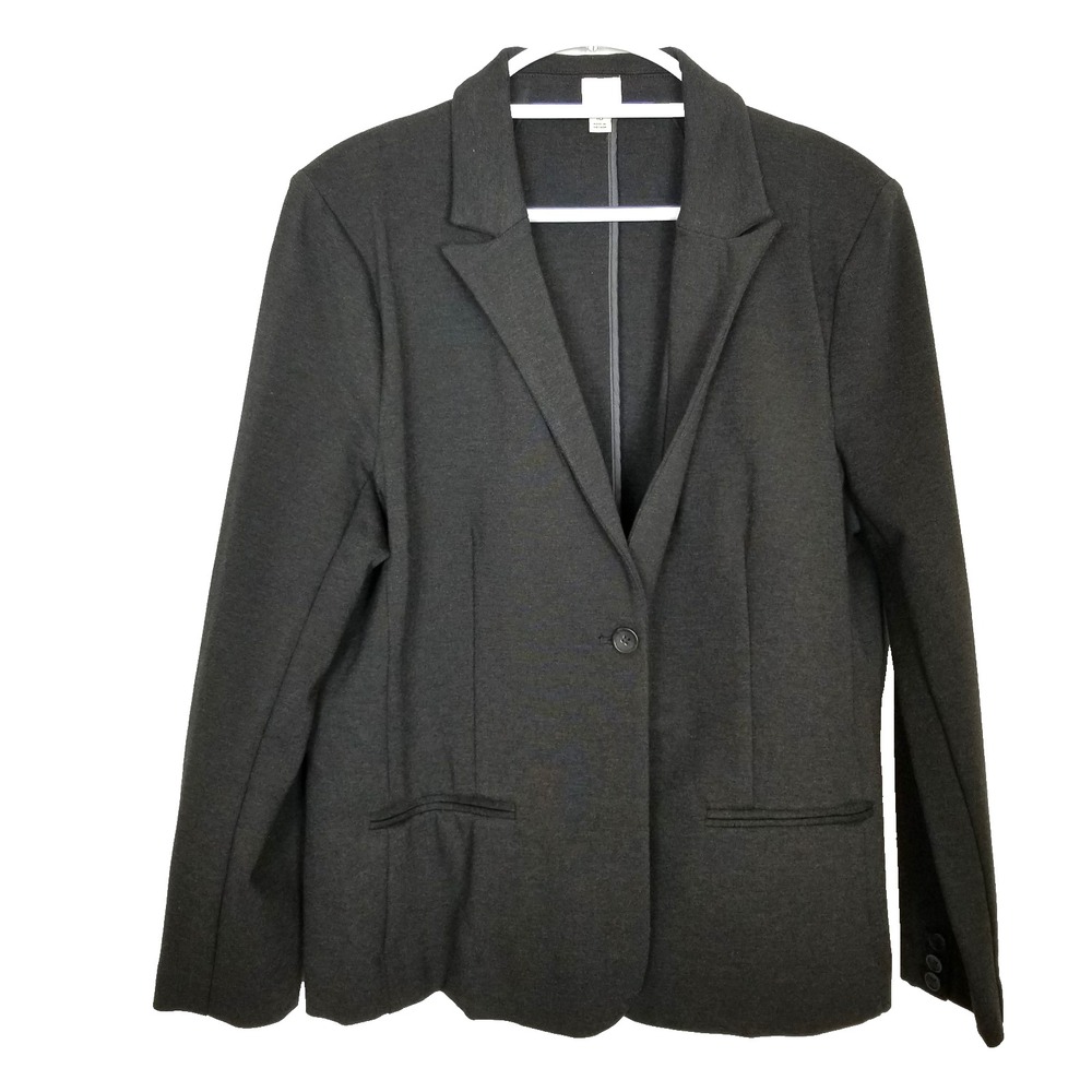 J. Crew Factory Ponte Work Blazer Sz 18 Gray Button Up Stretchy Preppy Classic